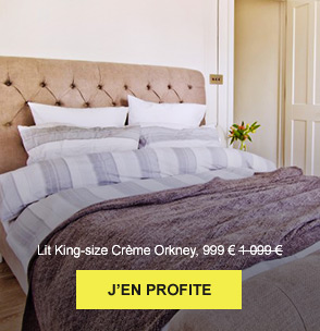 Lit King-size Crème Orkney, 999 € - J'EN PROFITE